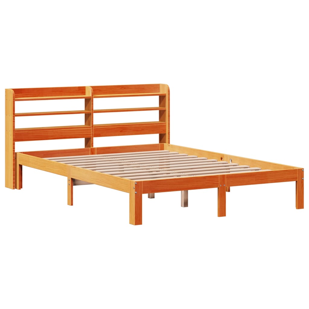 Bed Frame without Mattress Wax Brown 140x190 cm Solid Wood Pine